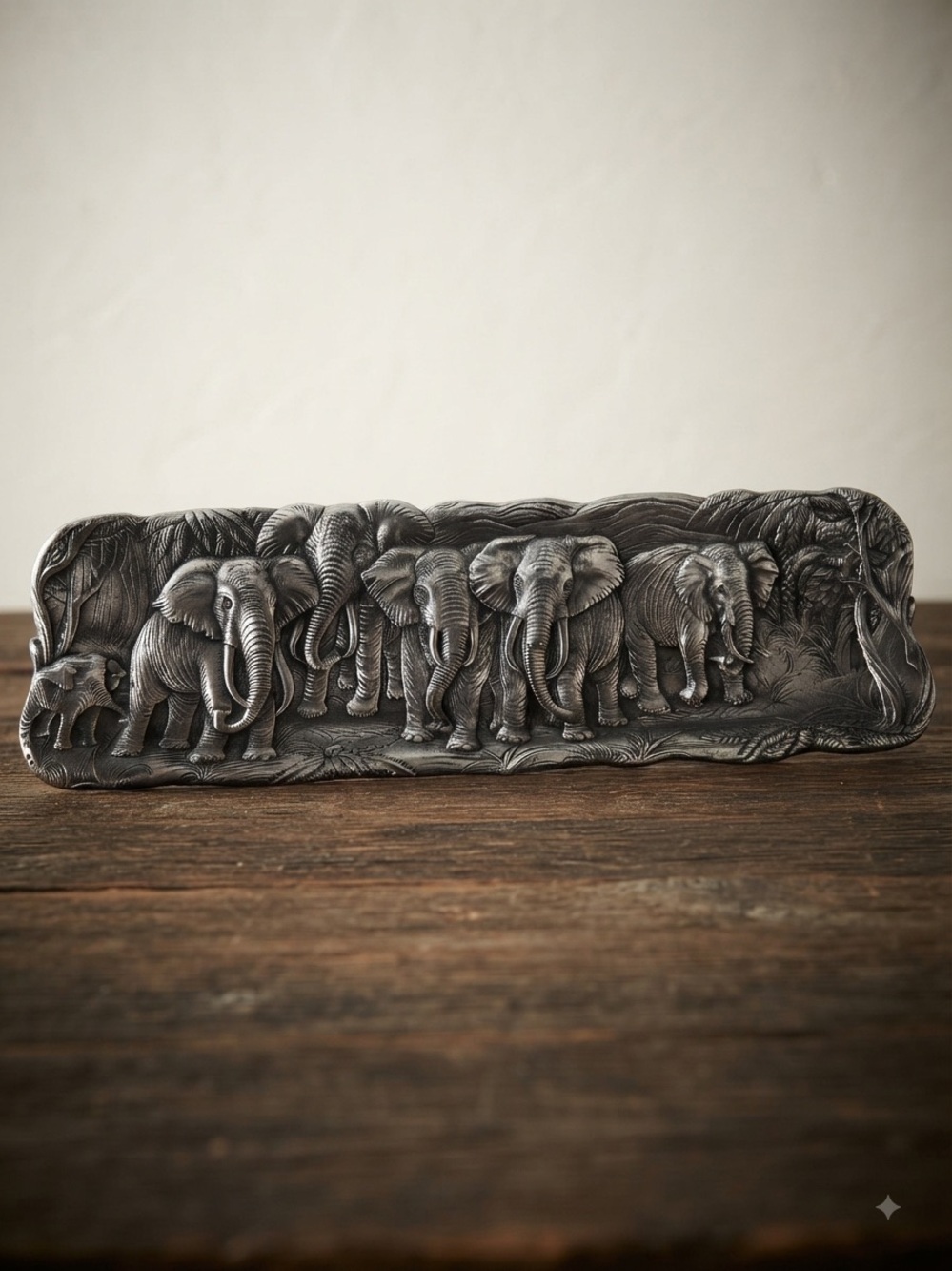vintage Arthur Court Elephant Serving Tray, embossed safari scene-aluminum